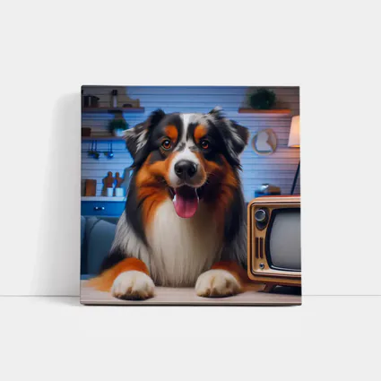 Australian Shepherd Dog Cozy Home Interior