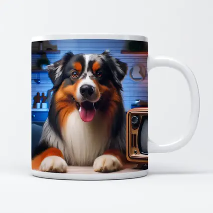 Australian Shepherd Dog Cozy Home Interior