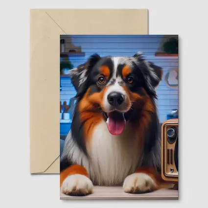 Australian Shepherd Dog Cozy Home Interior