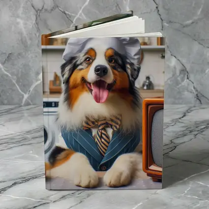 Australian Shepherd Chef Hat Kitchen Scene