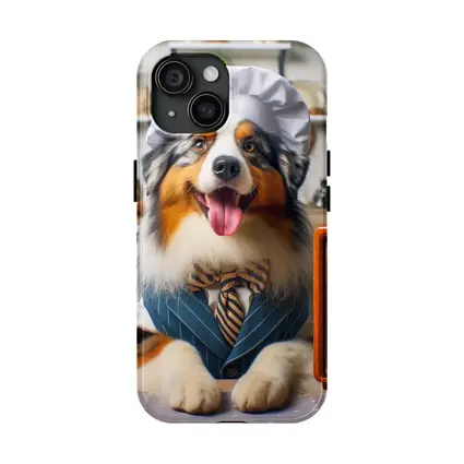 Australian Shepherd Chef Hat Kitchen Scene