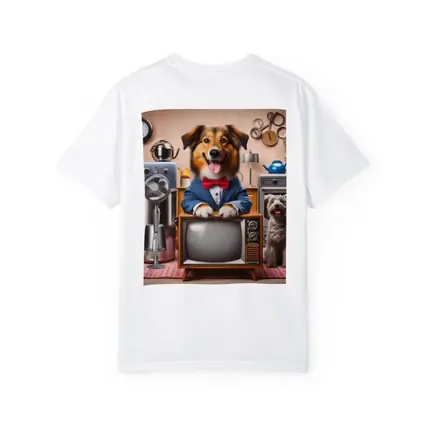 Happy Dog Blue Suit Retro TV Room