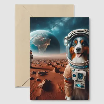 Australian Shepherd Astronaut Dog On Mars