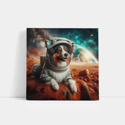Australian Shepherd Astronaut Dog On Mars