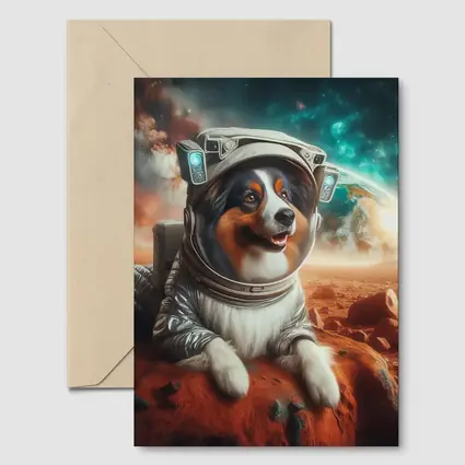 Australian Shepherd Astronaut Dog On Mars