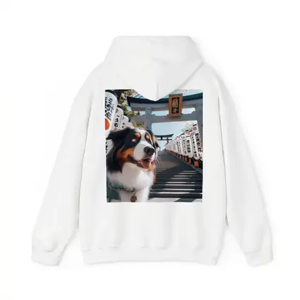 Australian Shepherd Dog Japanese Shrine Torii Gates