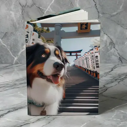 Australian Shepherd Dog Japanese Shrine Torii Gates