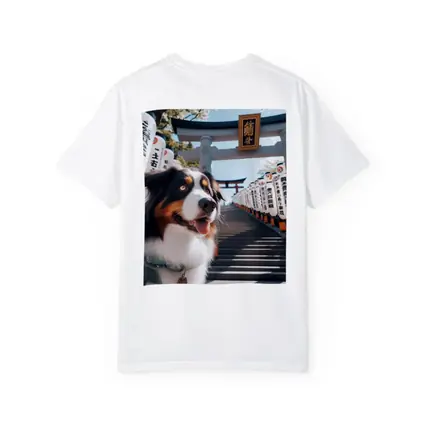 Australian Shepherd Dog Japanese Shrine Torii Gates