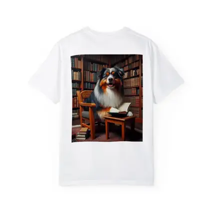 Australian Shepherd Dog Reading In Library