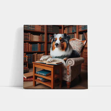 Australian Shepherd Reading Book Library Chair