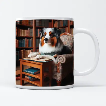 Australian Shepherd Reading Book Library Chair