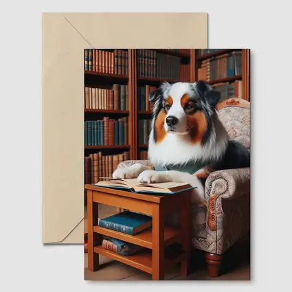 Australian Shepherd Reading Book Library Chair