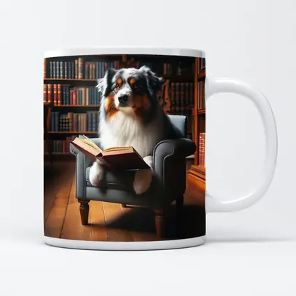 Australian Shepherd Reading Book Library Chair