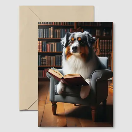 Australian Shepherd Reading Book Library Chair