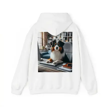 Australian Shepherd Dog Sitting Office Desk