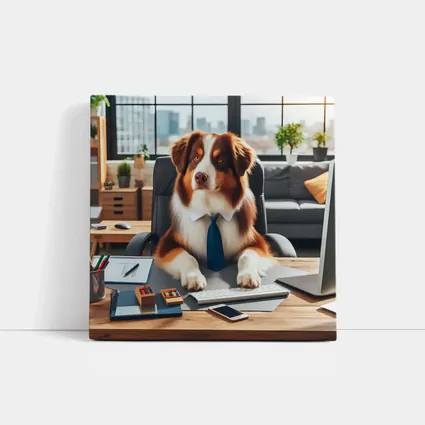 Australian Shepherd Dog Office Desk Worker