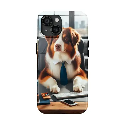 Australian Shepherd Dog Office Desk Worker