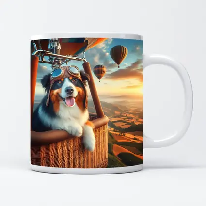 Australian Shepherd Pilot Hot Air Balloon Sky