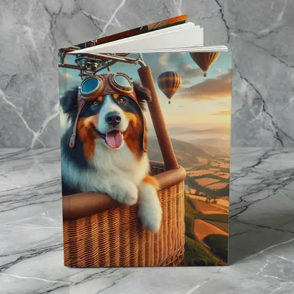Australian Shepherd Pilot Hot Air Balloon Sky