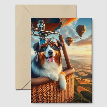 Australian Shepherd Pilot Hot Air Balloon Sky