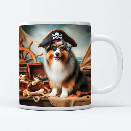 Australian Shepherd Pirate Dog Ship Deck
