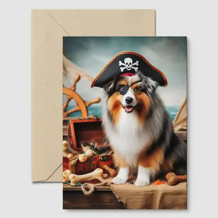 Australian Shepherd Pirate Dog Ship Deck