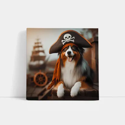 Australian Shepherd Pirate Hat Ship Background