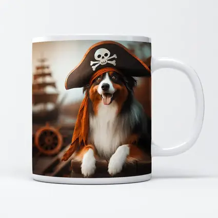 Australian Shepherd Pirate Hat Ship Background