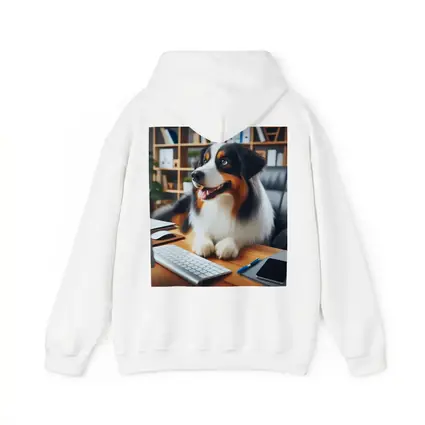 Australian Shepherd Dog Sitting Office Desk