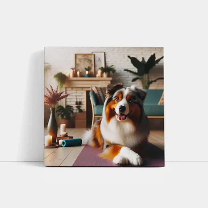 Australian Shepherd Dog Relaxing Cozy Living Room