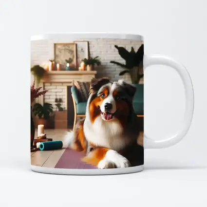 Australian Shepherd Dog Relaxing Cozy Living Room