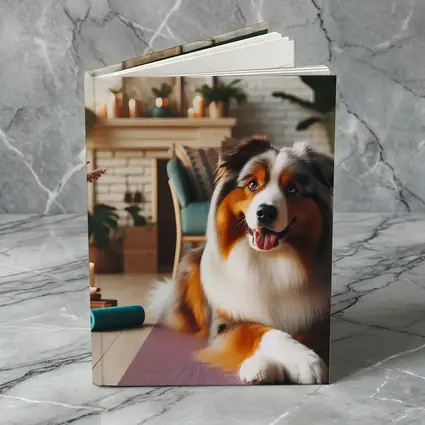 Australian Shepherd Dog Relaxing Cozy Living Room