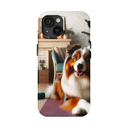 Australian Shepherd Dog Relaxing Cozy Living Room