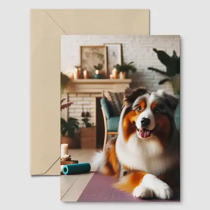 Australian Shepherd Dog Relaxing Cozy Living Room