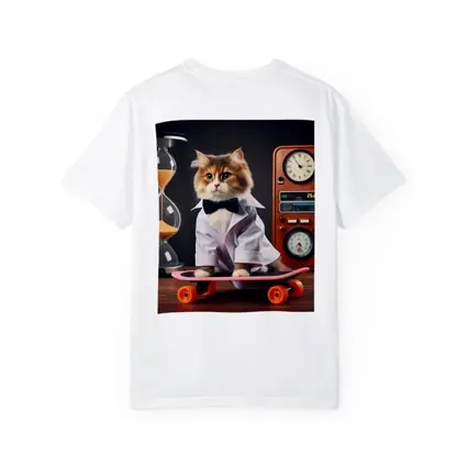 Persian Cat Scientist Riding Pink Skateboard