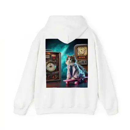 Scientist Cat Skateboarding Time Machine Space