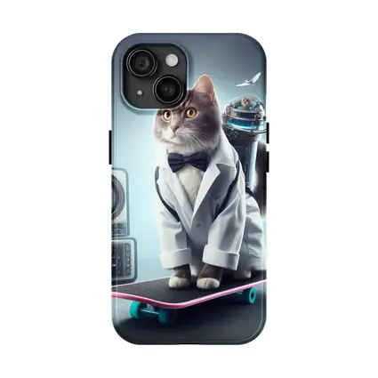 Scientist Cat On Skateboard Time Travel