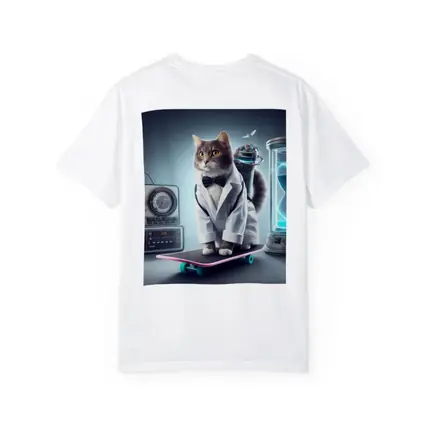 Scientist Cat On Skateboard Time Travel