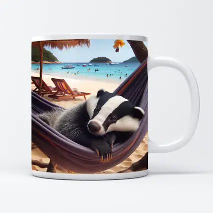Badger Relaxing in Hammock Beach Scene