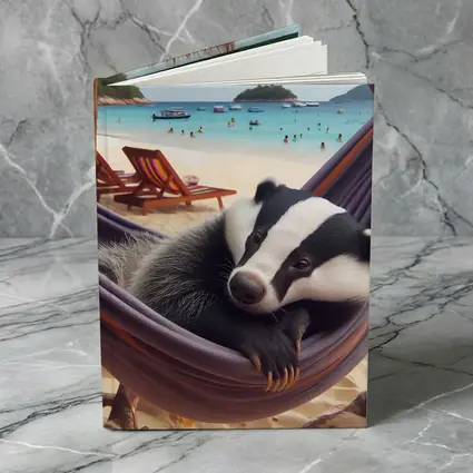 Badger Relaxing in Hammock Beach Scene