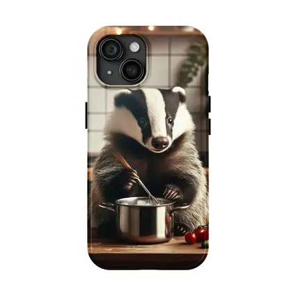 Badger Cooking in Cozy Kitchen Scene