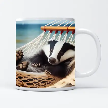 Badger Relaxing in Hammock Beach Scene