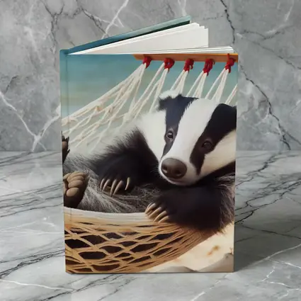 Badger Relaxing in Hammock Beach Scene