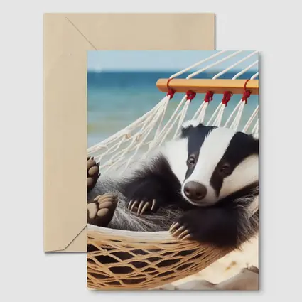 Badger Relaxing in Hammock Beach Scene