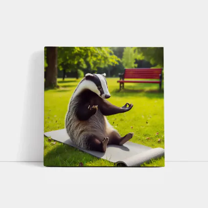 Badger Doing Yoga In Sunny Park