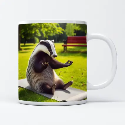 Badger Doing Yoga In Sunny Park