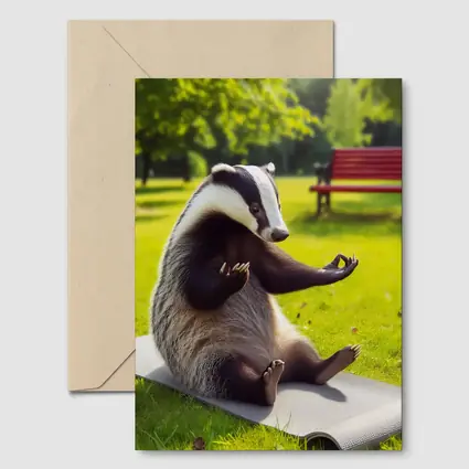 Badger Doing Yoga In Sunny Park