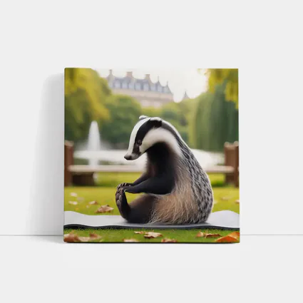 Badger Doing Yoga In Park