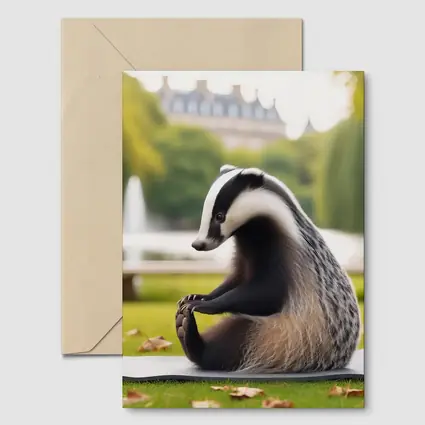 Badger Doing Yoga In Park