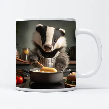 Badger Chef Cooking In Cozy Kitchen